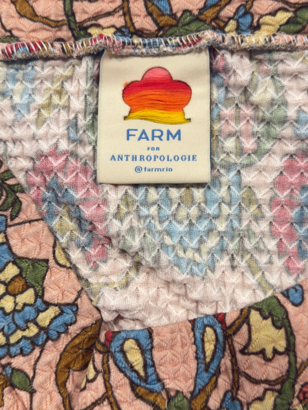 Anthropologie Peach Maxi Skirt with Blue & Red Peacock Print - Picture 9 of 14